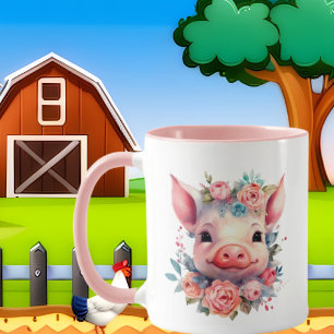 cute crazy pig lady add text mug