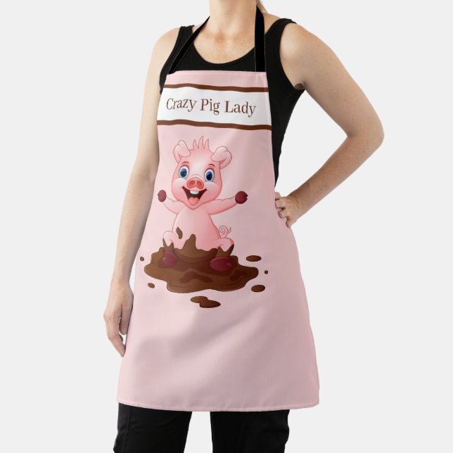 cute crazy pig lady kitchen apron (Insitu)