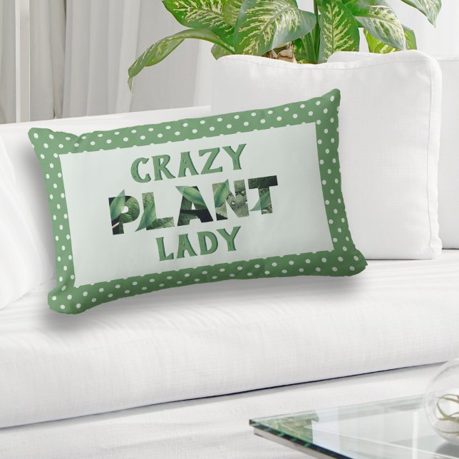 Cute Crazy Plant Lady Plant Lover  Lumbar Cushion (Creator Uploaded)