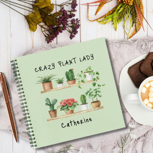 Cute Crazy Plant Lady Watercolor Plants Custom Notebook