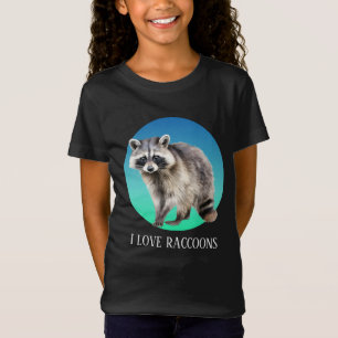 Cute crazy racoon lady add text T-Shirt