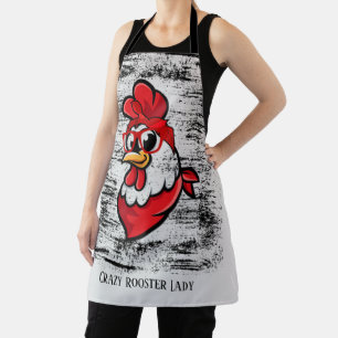 cute crazy rooster lady add  text apron
