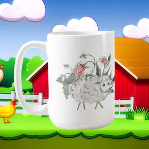 cute crazy sheep lady add text  coffee mug