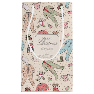 Cute Cream Baby Girl Christmas Custom Small Gift Bag