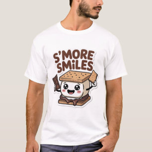 Cute Cream Kawaii S’more Smiles Campfire Cartoon T-Shirt