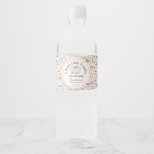 Cute Cream Little Pumpkin Fall Baby Shower Water Bottle Label