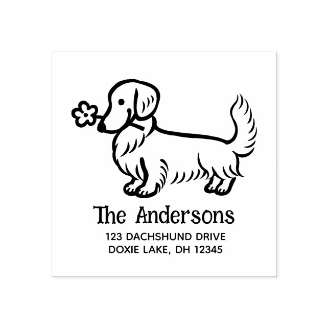 Cute Cream Long Dachshund Return Address  Rubber Stamp (Imprint)