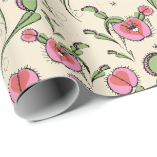 Cute Cream Venus Flytrap Stuck on Your Love Wrapping Paper