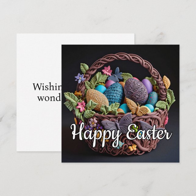 Cute Creative Happy Easter Basket Card (Front/Back)