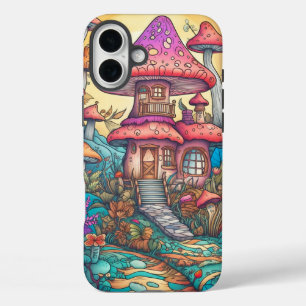 Cute Creative Mushroom Hut Illustration iPhone 16 Plus Case