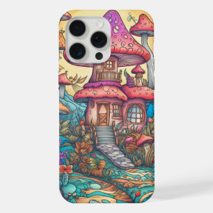 Cute Creative Mushroom Hut Illustration iPhone 15 Pro Max Case