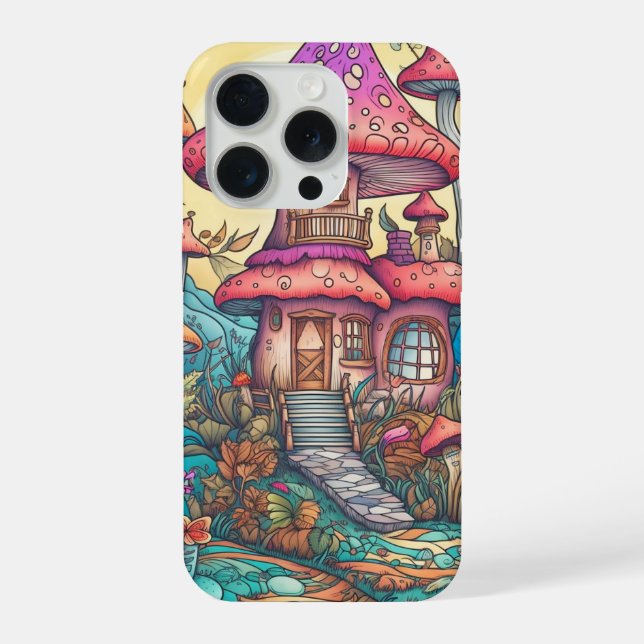 Cute Creative Mushroom Hut Illustration iPhone Case (Back)