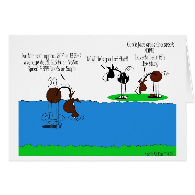 Cute Creek Crossing Horse Cartoon (Front Horizontal)
