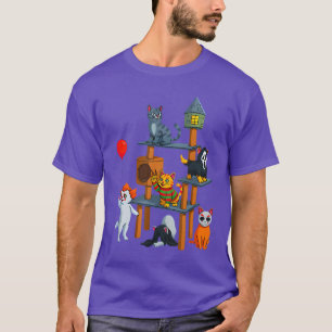 Cute Creepy Cat Horror Movie Design for Halloween  T-Shirt