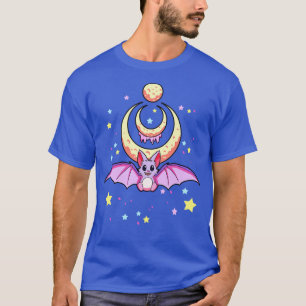 Cute Creepy Crescent Moon and Bat Kawaii Pastel Go T-Shirt