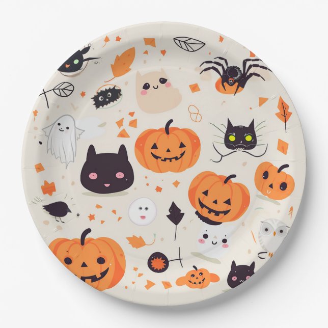 Cute Creepy Critters Halloween Treat Paper Plate (Front)
