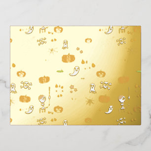 Cute Creepy Halloween Art Foil Invitation Postcard