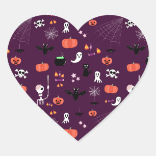 Cute Creepy Halloween Art Heart Sticker