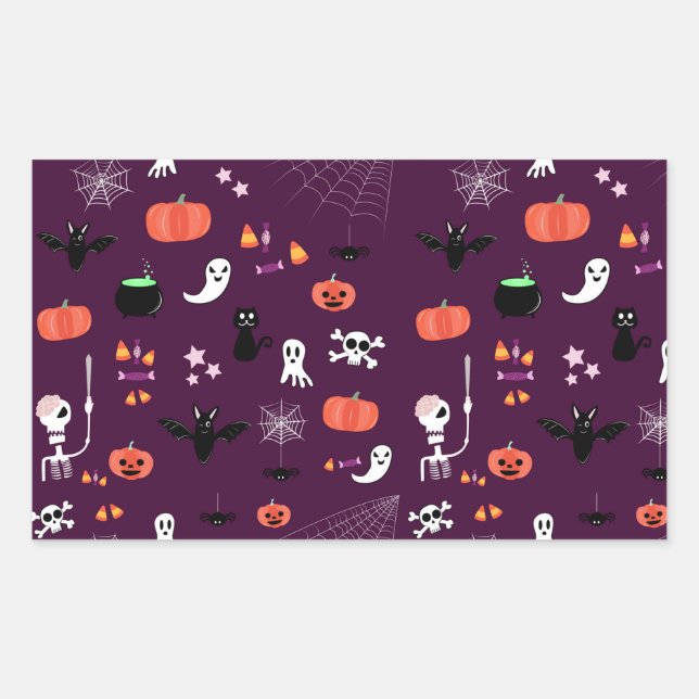 Cute Creepy Halloween Art Rectangular Sticker (Front)