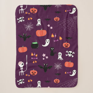 Cute Creepy Halloween Art Sherpa Blanket