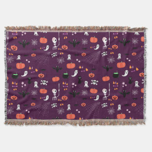 Cute Creepy Halloween Art Throw Blanket