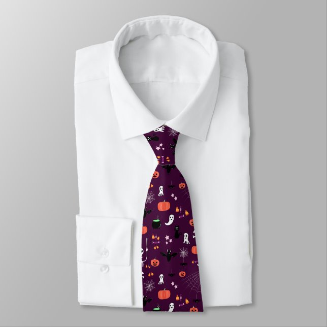 Cute Creepy Halloween Art Tie (Tied)