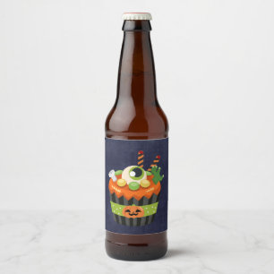 Cute & Creepy Halloween Cupcake Beer Bottle Label