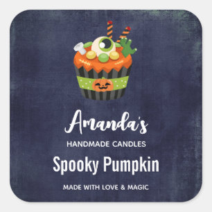 Cute & Creepy Halloween Cupcake Candle Biz Square Sticker