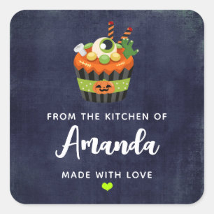 Cute & Creepy Halloween Cupcake Kitchen Square Sticker