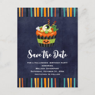 Cute & Creepy Halloween Cupcake Save the Date Invitation Postcard