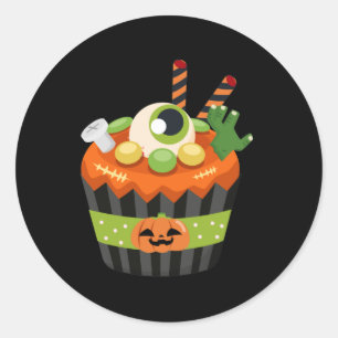 Cute & Creepy Halloween Cupcake with a Big Eyeball Classic Round Sticker