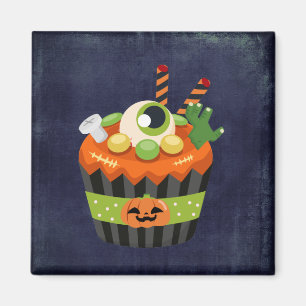 Cute & Creepy Halloween Cupcake with a Big Eyeball Magnet