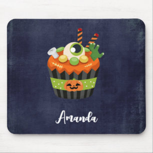 Cute & Creepy Halloween Cupcake with a Big Eyeball Mouse Mat