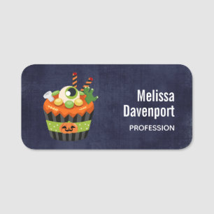 Cute & Creepy Halloween Cupcake with a Big Eyeball Name Tag