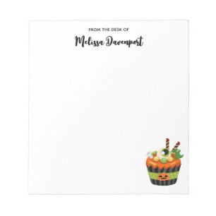 Cute & Creepy Halloween Cupcake with a Big Eyeball Notepad