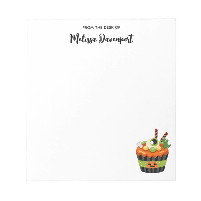 Cute & Creepy Halloween Cupcake with a Big Eyeball Notepad (Front)