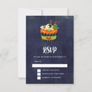 Cute & Creepy Halloween Cupcake with a Big Eyeball RSVP Card