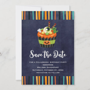 Cute & Creepy Halloween Cupcake with a Big Eyeball Save The Date