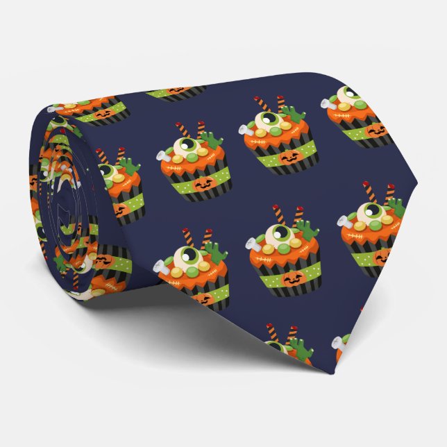 Cute & Creepy Halloween Cupcake with a Big Eyeball Tie (Rolled)