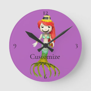 Cute Creepy Mermaid Witch Thunder_Cove  Round Clock