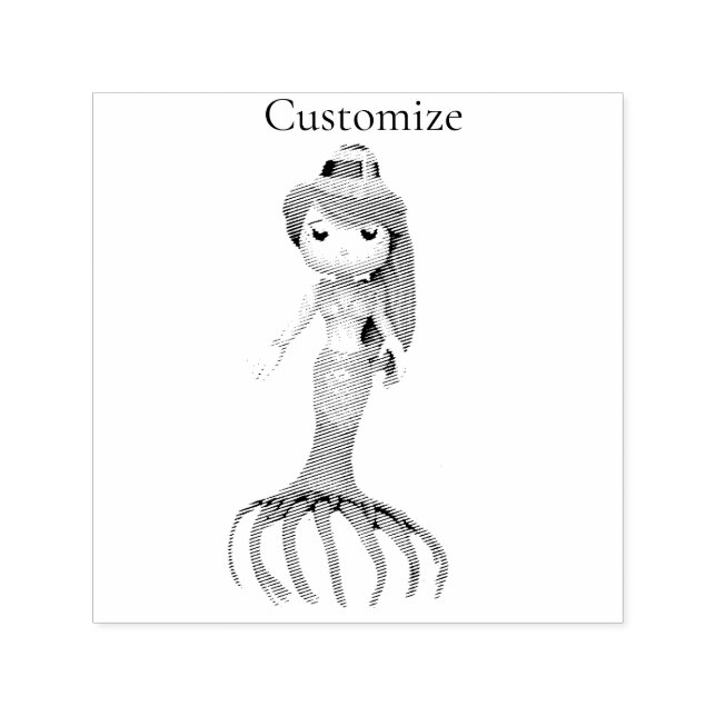 Cute Creepy Mermaid Witch Thunder_Cove Self-inking Stamp (Design)