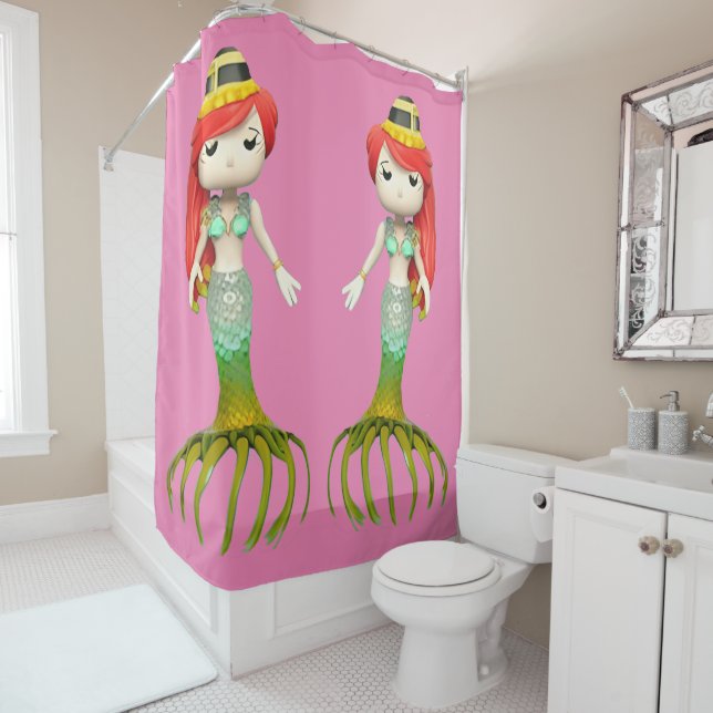 Cute Creepy Mermaid Witch Thunder_Cove  Shower Curtain (In Situ)