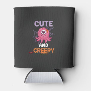 Cute Creepy Pink Monster Halloween Spider Web Bats Can Cooler