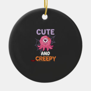 Cute Creepy Pink Monster Halloween Spider Web Bats Ceramic Tree Decoration