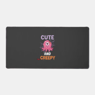 Cute Creepy Pink Monster Halloween Spider Web Bats Desk Mat