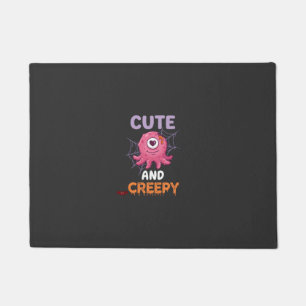 Cute Creepy Pink Monster Halloween Spider Web Bats Doormat