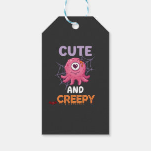 Cute Creepy Pink Monster Halloween Spider Web Bats Gift Tags