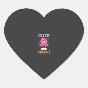 Cute Creepy Pink Monster Halloween Spider Web Bats Heart Sticker