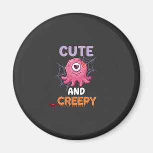 Cute Creepy Pink Monster Halloween Spider Web Bats Magnet