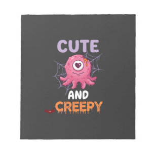 Cute Creepy Pink Monster Halloween Spider Web Bats Notepad
